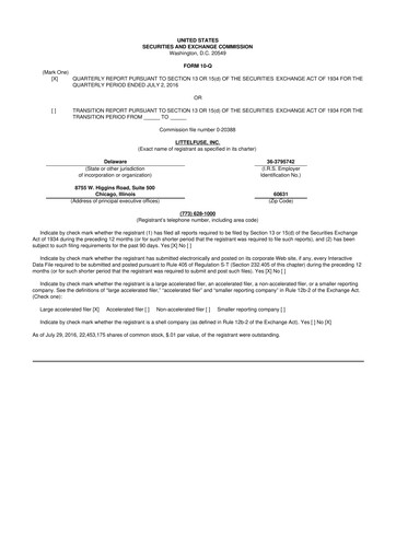 Thumbnail Littelfuse 10-Q Quarterly Report FY2016 