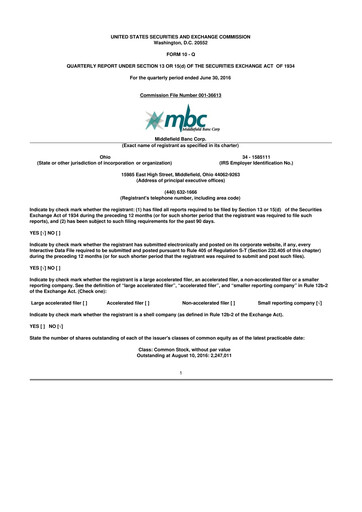 Thumbnail Middlefield Banc
 10-Q Quarterly Report FY2016 