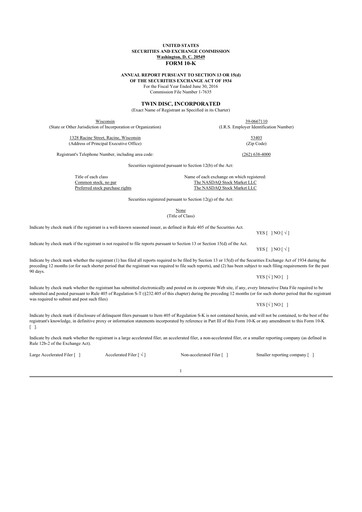 Thumbnail Twin Disc
 10-K Annual Report 2016