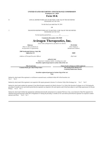 Miniature Vaxart 10-K Rapport annuel 2016