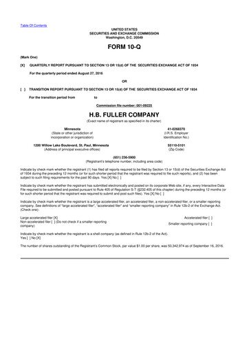 Thumbnail H.B. Fuller
 10-Q Quarterly Report FY 