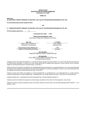 Miniature Park Aerospace 10-Q Rapport trimestriel 2017 