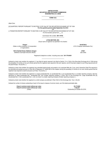 Thumbnail Lithia Motors 10-Q Quarterly Report FY2016 