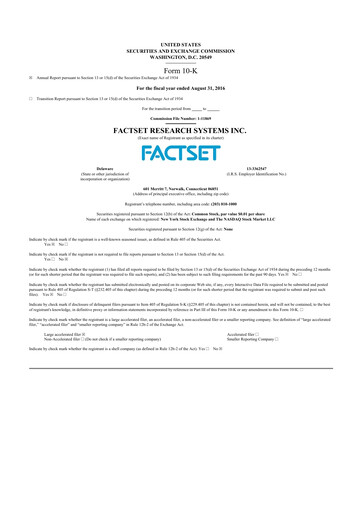 Thumbnail FactSet 10-K Annual Report 2016