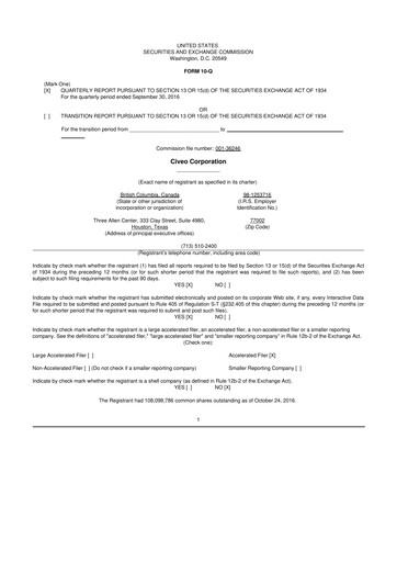 Thumbnail Civeo 10-Q Quarterly Report FY2016 