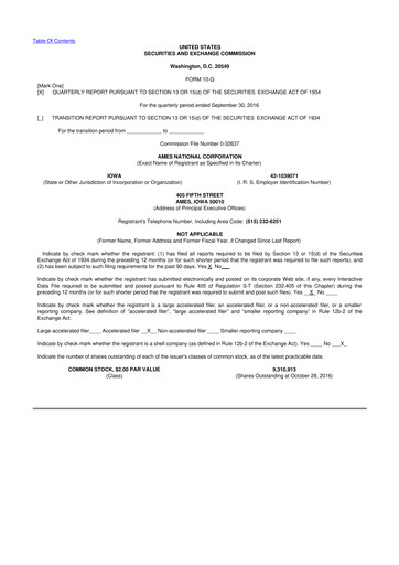 Thumbnail Ames National Corp. 10-Q Quarterly Report FY 