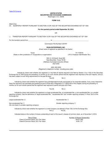 Thumbnail Rush Enterprises
 10-Q Quarterly Report FY2016 