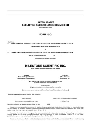Vorschaubild Milestone Scientific 10-Q Quartalsbericht 2016 