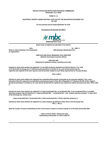 Thumbnail Middlefield Banc
 10-Q Quarterly Report FY2016 