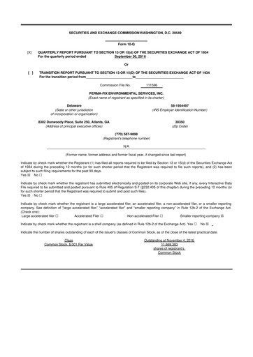 Thumbnail Perma-Fix Environmental Services 10-Q Quarterly Report FY2016 