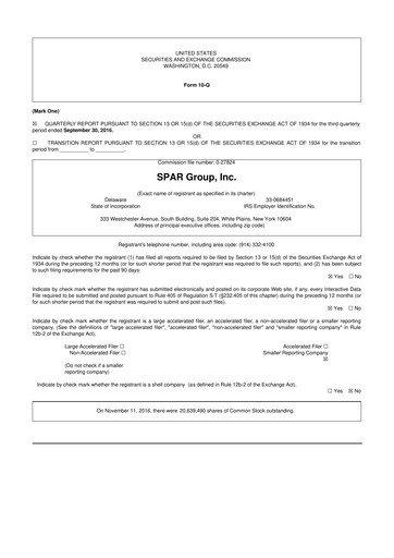 Thumbnail SPAR Group 10-Q Quarterly Report FY2016 