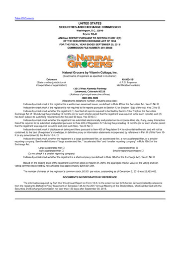 Miniature Natural Grocers by Vitamin Cottage 10-K Rapport annuel 2016