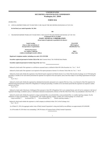 Thumbnail Daily Journal 10-K Annual Report 2016