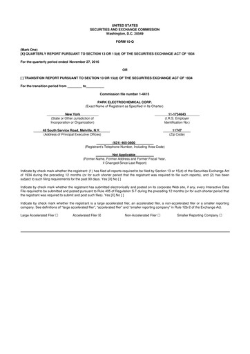 Miniature Park Aerospace 10-Q Rapport trimestriel 2017 