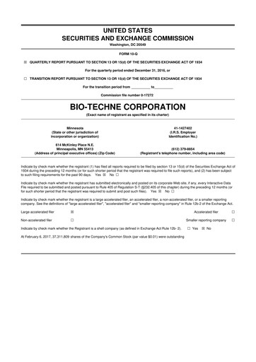 Vorschaubild Bio-Techne 10-Q Quartalsbericht 2017 