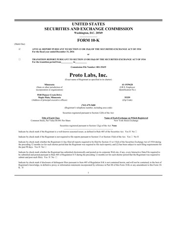 Thumbnail Protolabs 10-K Annual Report 2016