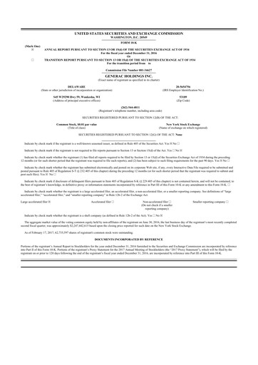 Thumbnail Generac 10-K Annual Report 2016