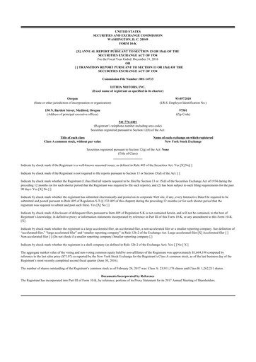 Thumbnail Lithia Motors 10-K Annual Report 2016