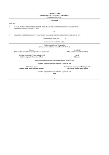 Thumbnail ModivCare 10-K Annual Report 2016