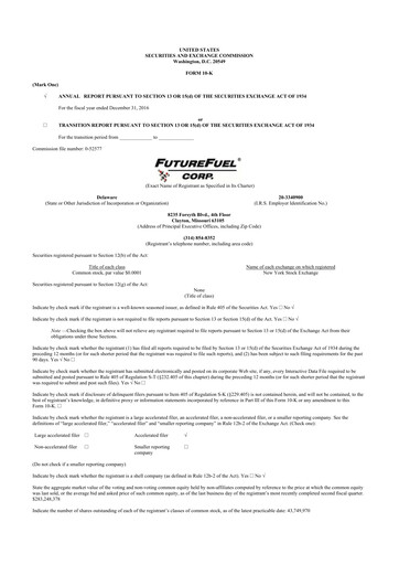 Thumbnail FutureFuel 10-K Annual Report 2016