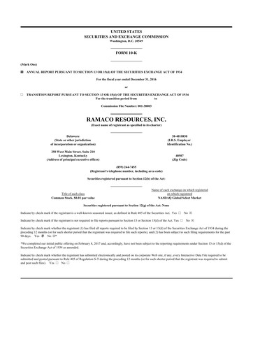 Thumbnail Ramaco Resources
 10-K Annual Report 