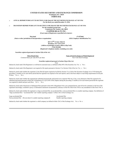 Thumbnail Clipper Realty 10-K Annual Report 