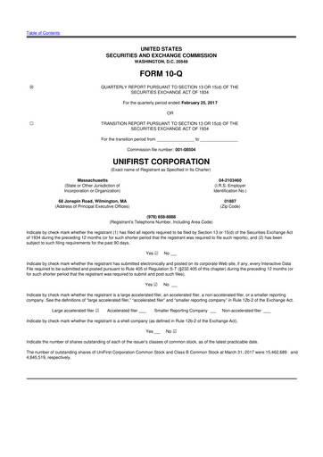 Vorschaubild UniFirst 10-Q Quartalsbericht 2017 