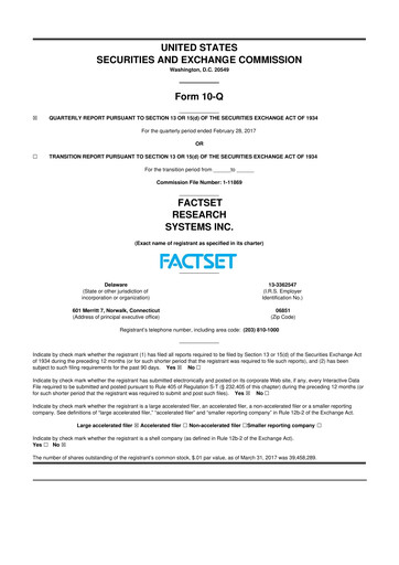 Thumbnail FactSet 10-Q Quarterly Report FY2017 
