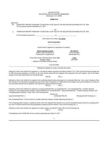 Thumbnail Civeo 10-Q Quarterly Report FY2017 