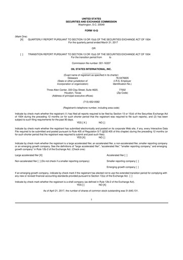 Thumbnail Oil States International
 10-Q Quarterly Report FY 