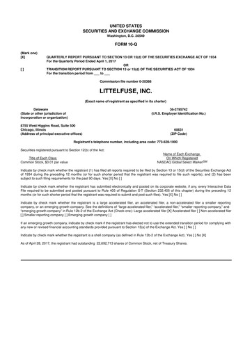 Thumbnail Littelfuse 10-Q Quarterly Report FY2017 