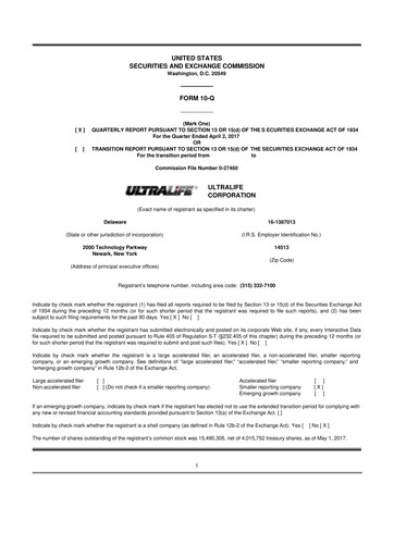 Thumbnail Ultralife Corporation 10-Q Quarterly Report FY2017 