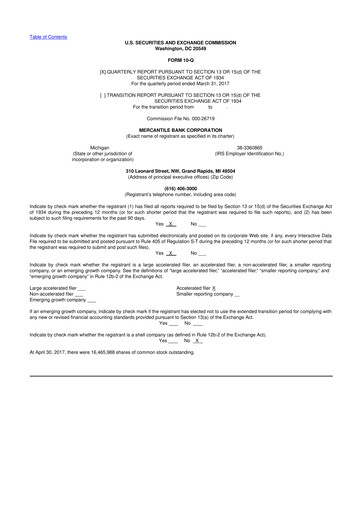 Thumbnail Mercantile Bank 10-Q Quarterly Report FY2017 