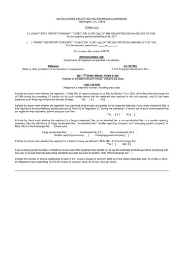 Miniature QCR Holdings
 10-Q Rapport trimestriel 2017 