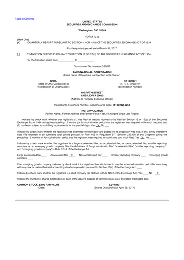 Thumbnail Ames National Corp. 10-Q Quarterly Report FY 