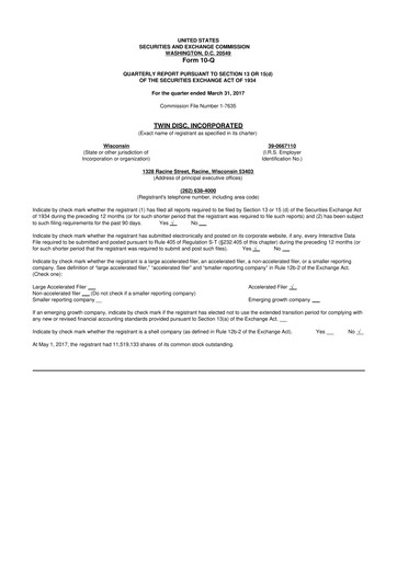 Thumbnail Twin Disc
 10-Q Quarterly Report FY 