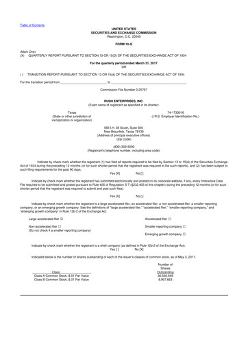 Thumbnail Rush Enterprises
 10-Q Quarterly Report FY2017 