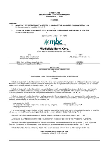 Thumbnail Middlefield Banc
 10-Q Quarterly Report FY2017 