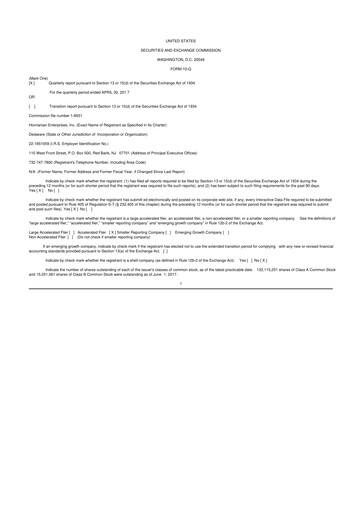 Vorschaubild Hovnanian Enterprises
 10-Q Quartalsbericht  