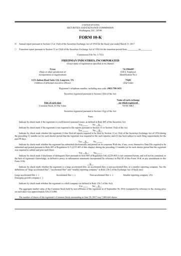 Miniature Friedman Industries 10-K Rapport annuel 2017