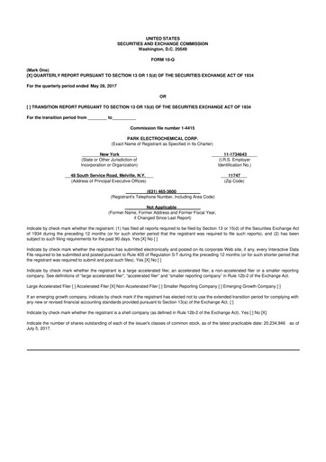 Miniature Park Aerospace 10-Q Rapport trimestriel 2018 