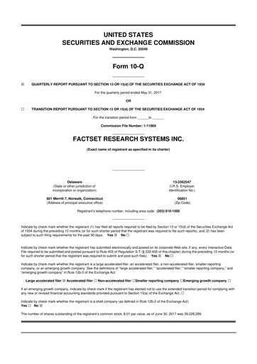 Thumbnail FactSet 10-Q Quarterly Report FY2017 