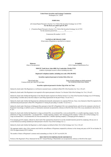 Thumbnail National Beverage
 10-K Annual Report 2017