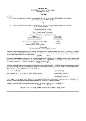 Thumbnail Oil States International
 10-Q Quarterly Report FY 