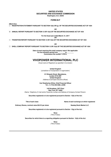 Vorschaubild VivoPower 20-F Jahresbericht 