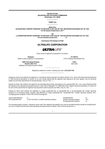 Thumbnail Ultralife Corporation 10-Q Quarterly Report FY2017 