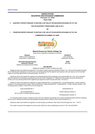 Thumbnail Natural Grocers by Vitamin Cottage 10-Q Quarterly Report FY2017 