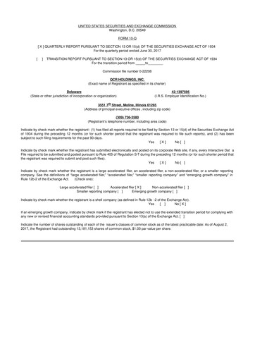 Miniature QCR Holdings
 10-Q Rapport trimestriel 2017 