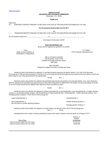 Thumbnail Rush Enterprises
 10-Q Quarterly Report FY2017 