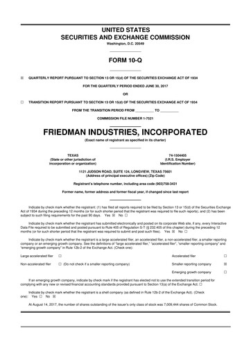 Vorschaubild Friedman Industries 10-Q Quartalsbericht 2018 